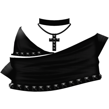 gothic emo black top w studded cross choker Roblox item