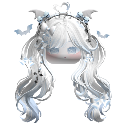 Goth Wavy Pigtails w/Headband (WHite&Red)