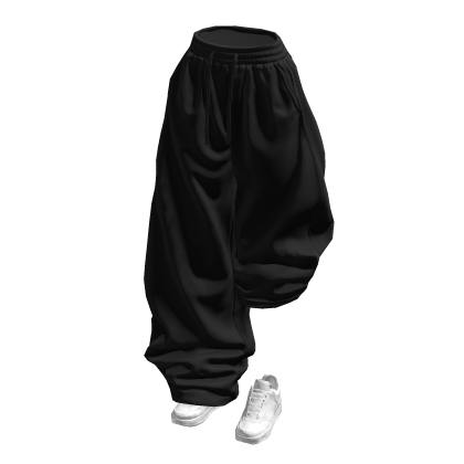 Black Half Raised Baggy Sweatpants w/ White Shoes