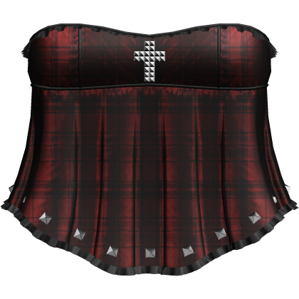 Gothic Red Plaid Ruffle Dress