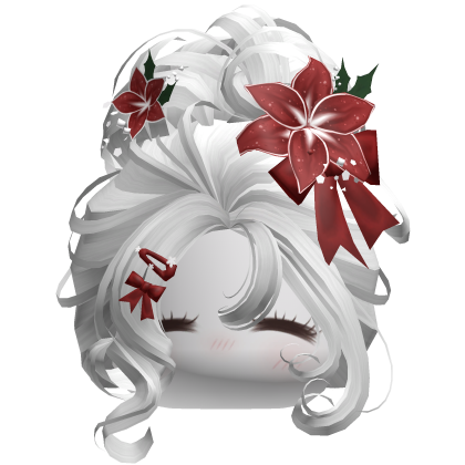 ♡ Christmas Flowery Bun Updo (White)