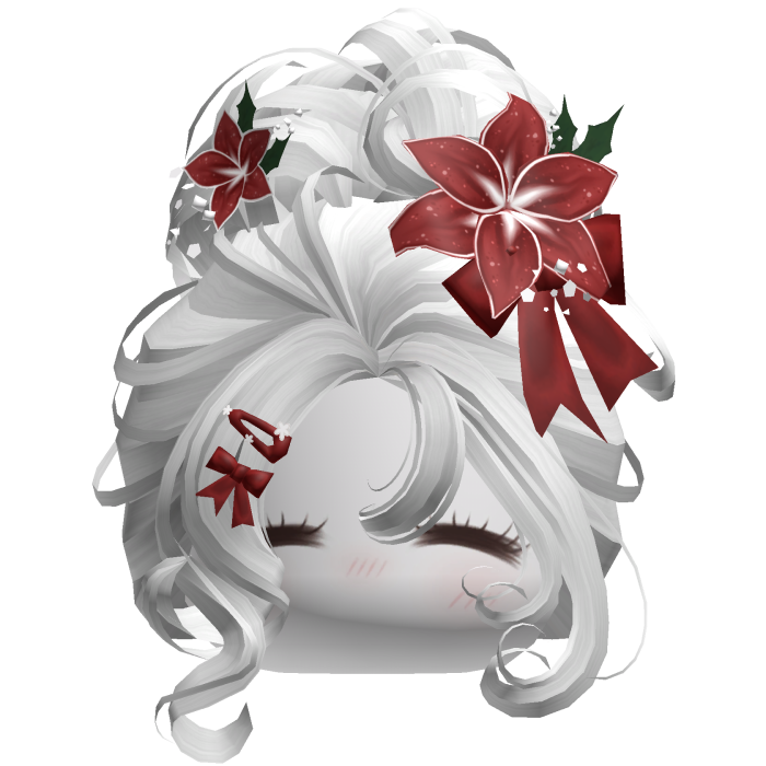 ♡ Christmas Flowery Bun Updo (White)