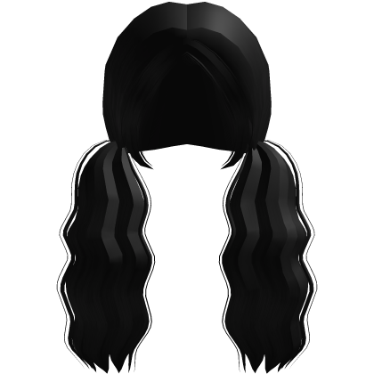 ۶ৎ | fluffy wavy big black low pigtails