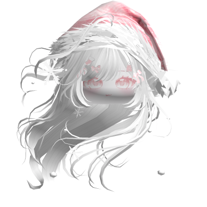 Windy Anime Hair w/Santa Hat (White)