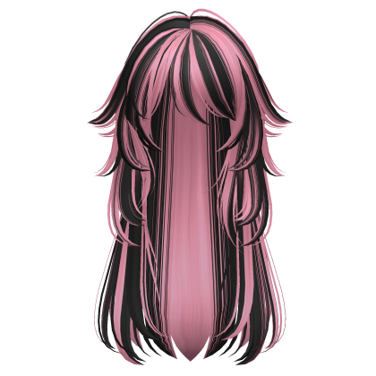 long fluffy anime hair with tufts (pink & black)