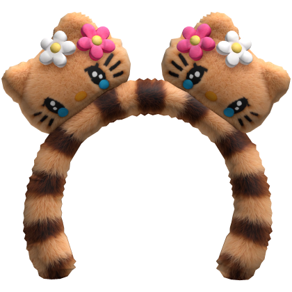 Cute Leopard Headband W Kitty Head Plushie