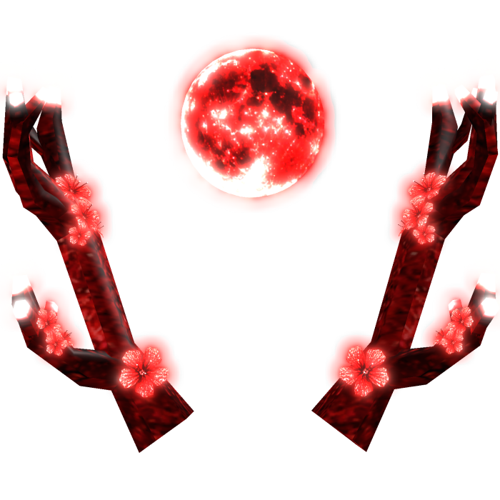 [🌟 Animated + Glow] Blood Moon Red Sakura Antlers