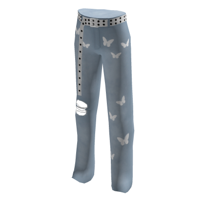 blue butterfly pants