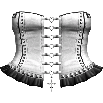 Emo Spikey Studded Heart Corset Dress White Black