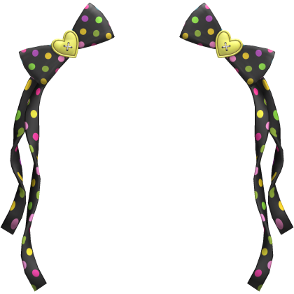 (2) Black/Yellow Polka Bows w Ribbons Roblox item