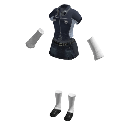 🍀Y2K Denim Skirt & Warmers Outfit (Blue)