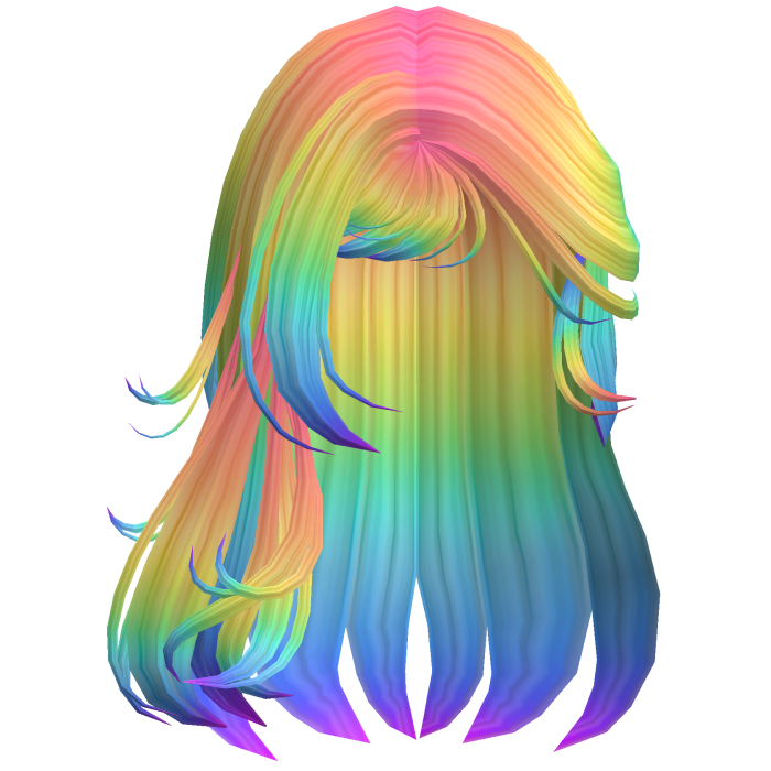 Emo Long Messy Hair w/ Side Bangs (Rainbow)