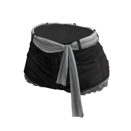 Sash Tie Denim Shorts (Black)