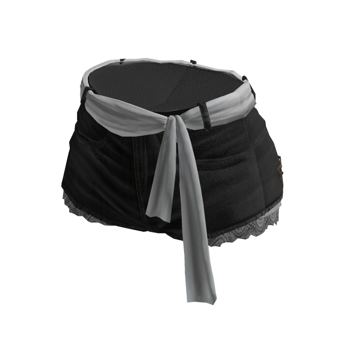 Sash Tie Denim Shorts (Black)
