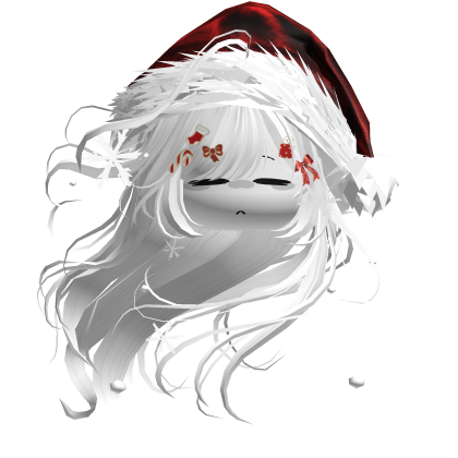 Windy Anime Hair w/Santa Hat (White)