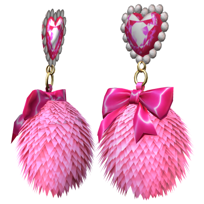 Kawaii Gyaru Fluffy Heart Earrings Pink