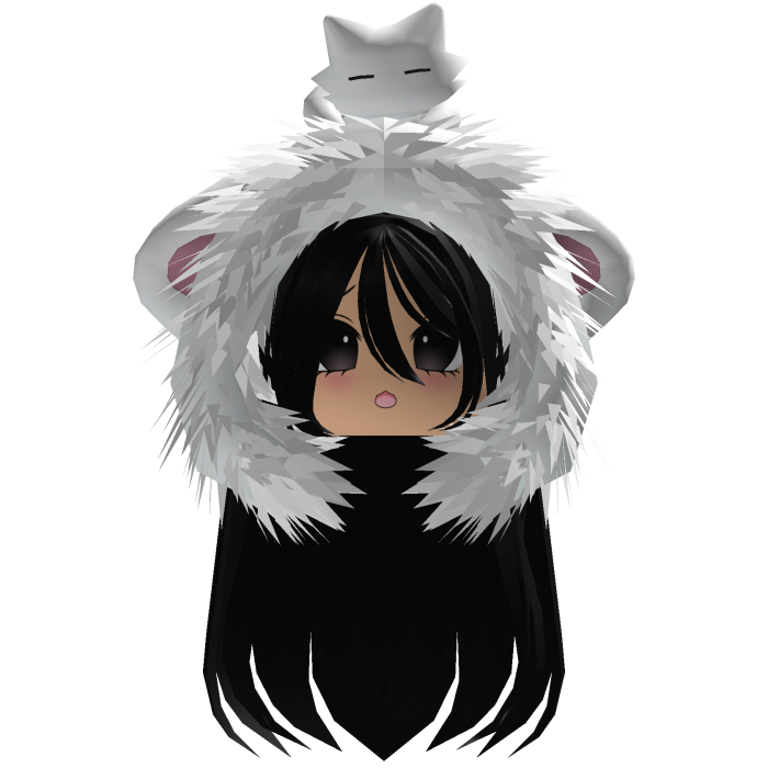 Black Straight Hair W/ White Moe Hood Fur