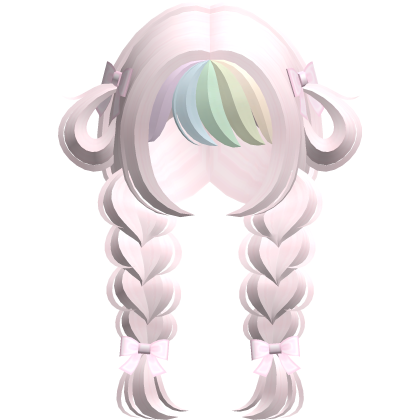 ♡ : kawaii rainbow pink bunny loop low braids 
