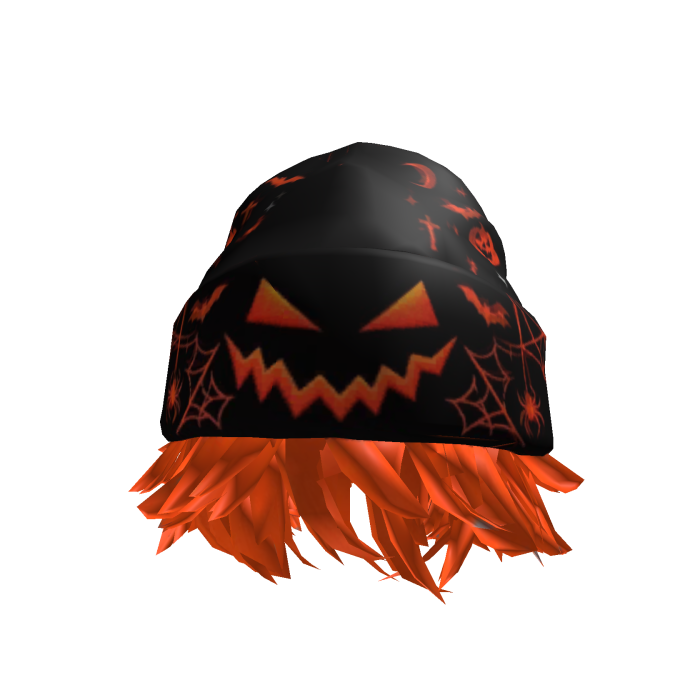 Spooky Pumpkin Halloween Face Beanie & Hair 