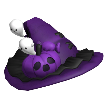 Purple Cute Halloween Pumpkin Tilted Hat Roblox item