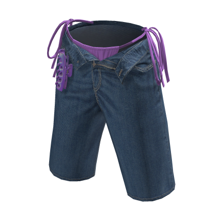 BB Blue Summer Beach Purple Bikini Cargo Shorts thumbnail