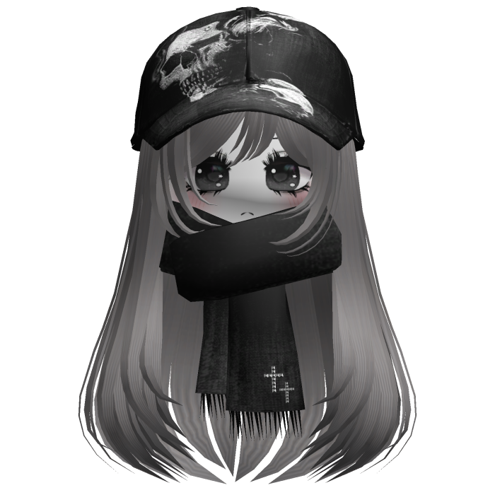 ♡ cute moe girl with emo skull hat + scarf