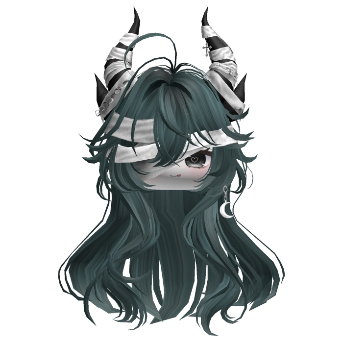 Horned Anime Demon Wolfcut (Teal)
