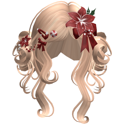 ♡ Christmas Flowery Twin Buns (Blonde)