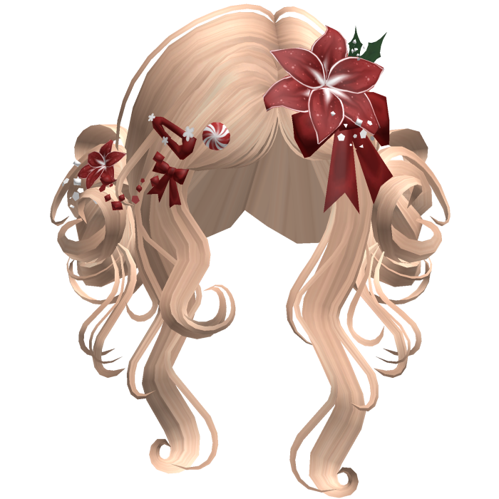 ♡ Christmas Flowery Twin Buns (Blonde)