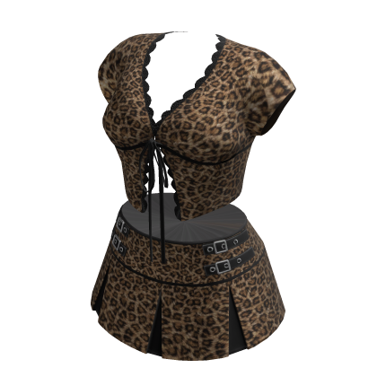 Lace Leopard Print Tied Top Outfit thumbnail
