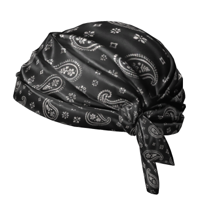 Black Paisley Silk Side-Tied Bandana
