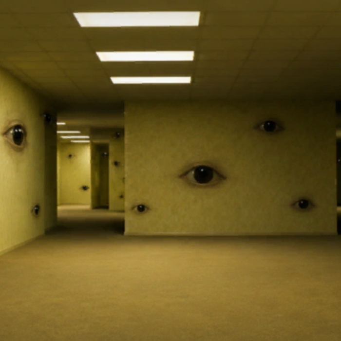 Backrooms Weirdcore Creepy Eyes Background