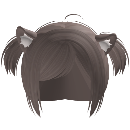 ノ ♡ short brown pigtails cat ears hair ꒱ Roblox item