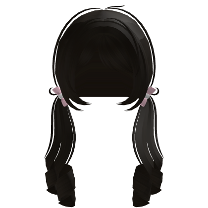 Dark Brown Curly Doll Pigtails w/ Black Bows Roblox item