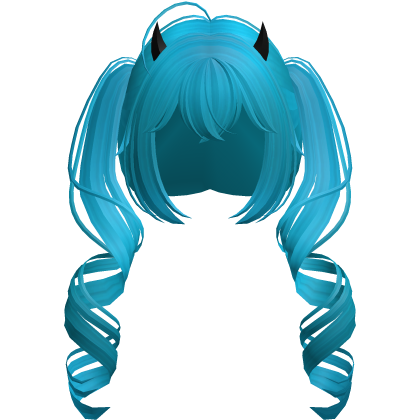 cute anime devil curly cyan pigtails Roblox item