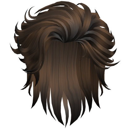 Swept Back Mullet Hair - Brown