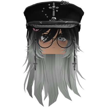 cute colorful emo hair y2k girl (White n black) Roblox item