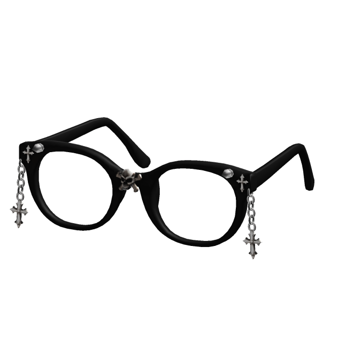 Black Y2k Emo Skull W Chain Cross & Spikes Glasses