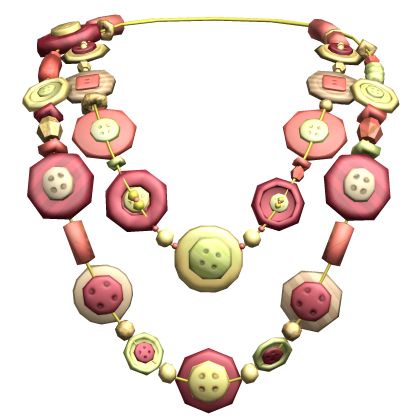 Retro Layered Igari Button Necklace Red Green