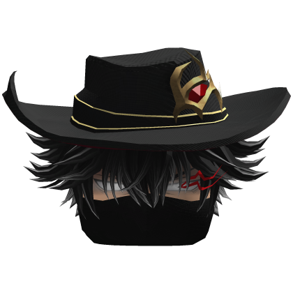 Fluffy Hair with Mask & Hat - Black White