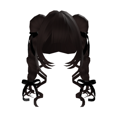 Brown Doll Curly Pigtails With Black Bows