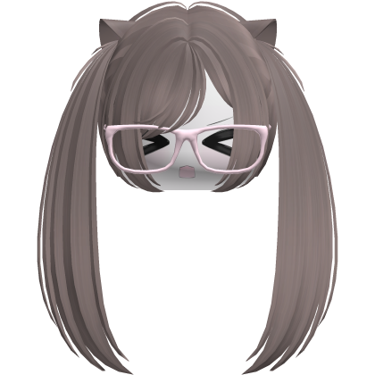 Kawaii Moe Light Brown Pigtails w Glasses