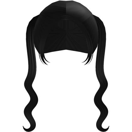 long cutesy wavy pigtails in black Roblox item