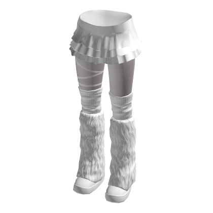 🍀White Ruffle Skirt w Snow Fur Boots