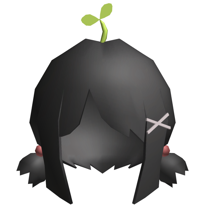 Kawaii Heisei Low Poly Sprout Pigtails Black