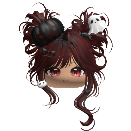 Halloween Pumpkin Buns w/ Bows (Dark Red) Roblox item