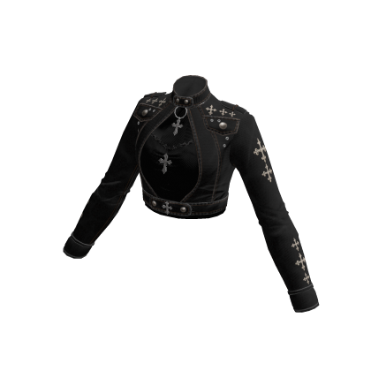 Goth Cutout Crop Jacket w/ Cross (Black)