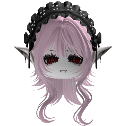 Gothic Vampire Pink Hair W/ears (Black) Roblox item