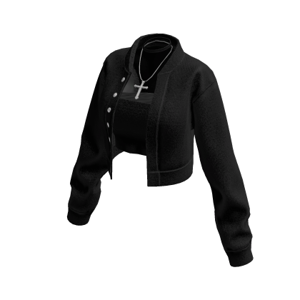 Cropped Bomber Jacket (Black)