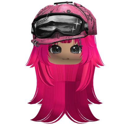 Hot Pink Tilted Goggles Cap Girl Hair